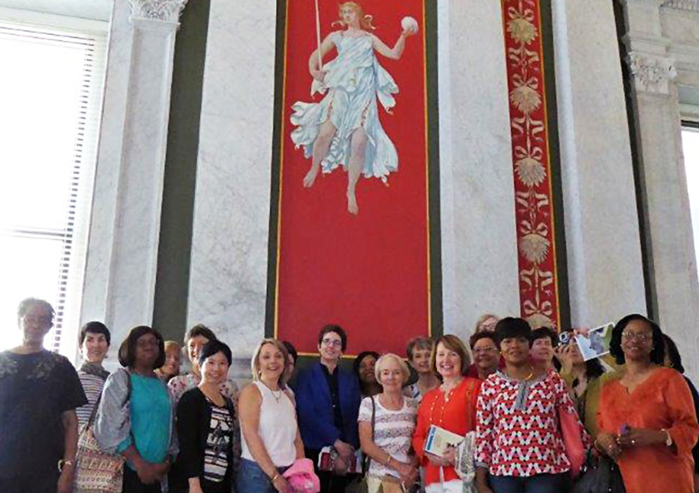 Canadian, International judges, and Lady Justice at Library of Congress in Washington DC