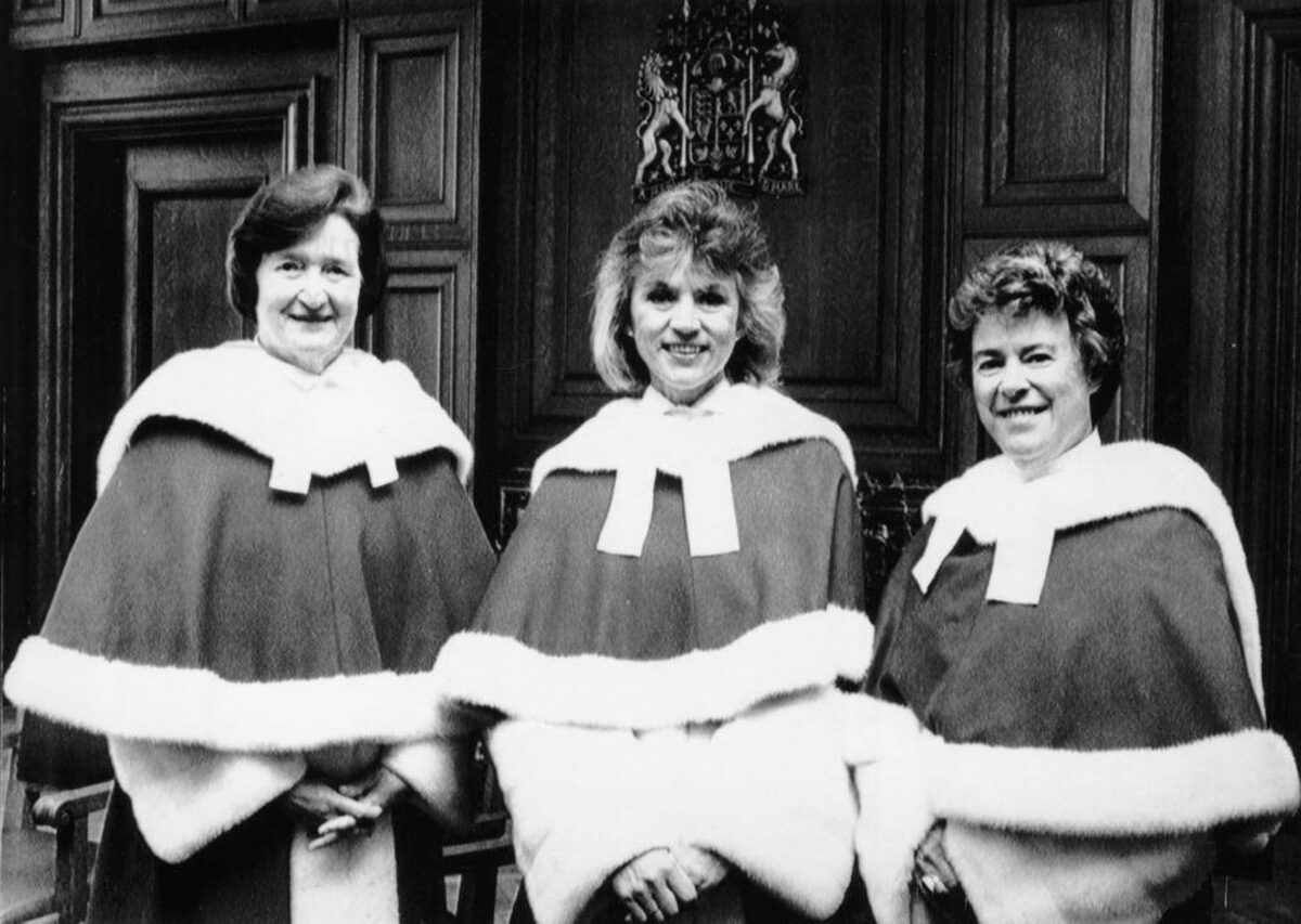 Madam Justice Bertha Wilson of the Supreme Court of Canada with two other woman Judges