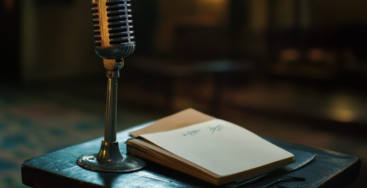 Microphone and notebook for speaking