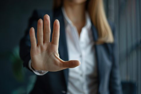 Prevent sexual harassment and violence in the workplace by stopping, gesturing, and promoting awareness and professionalism